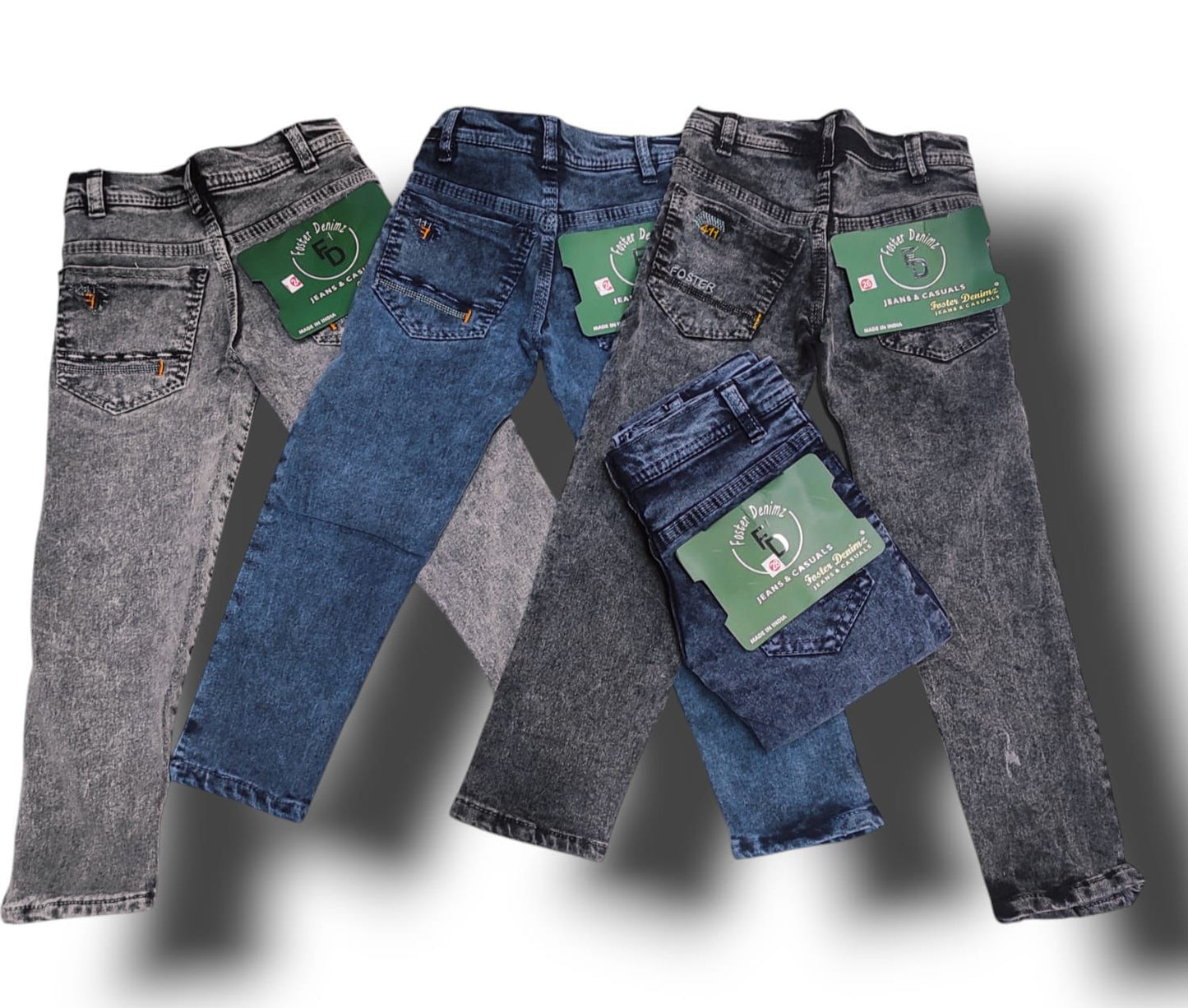 Knitted front kadai Jeans - Gray