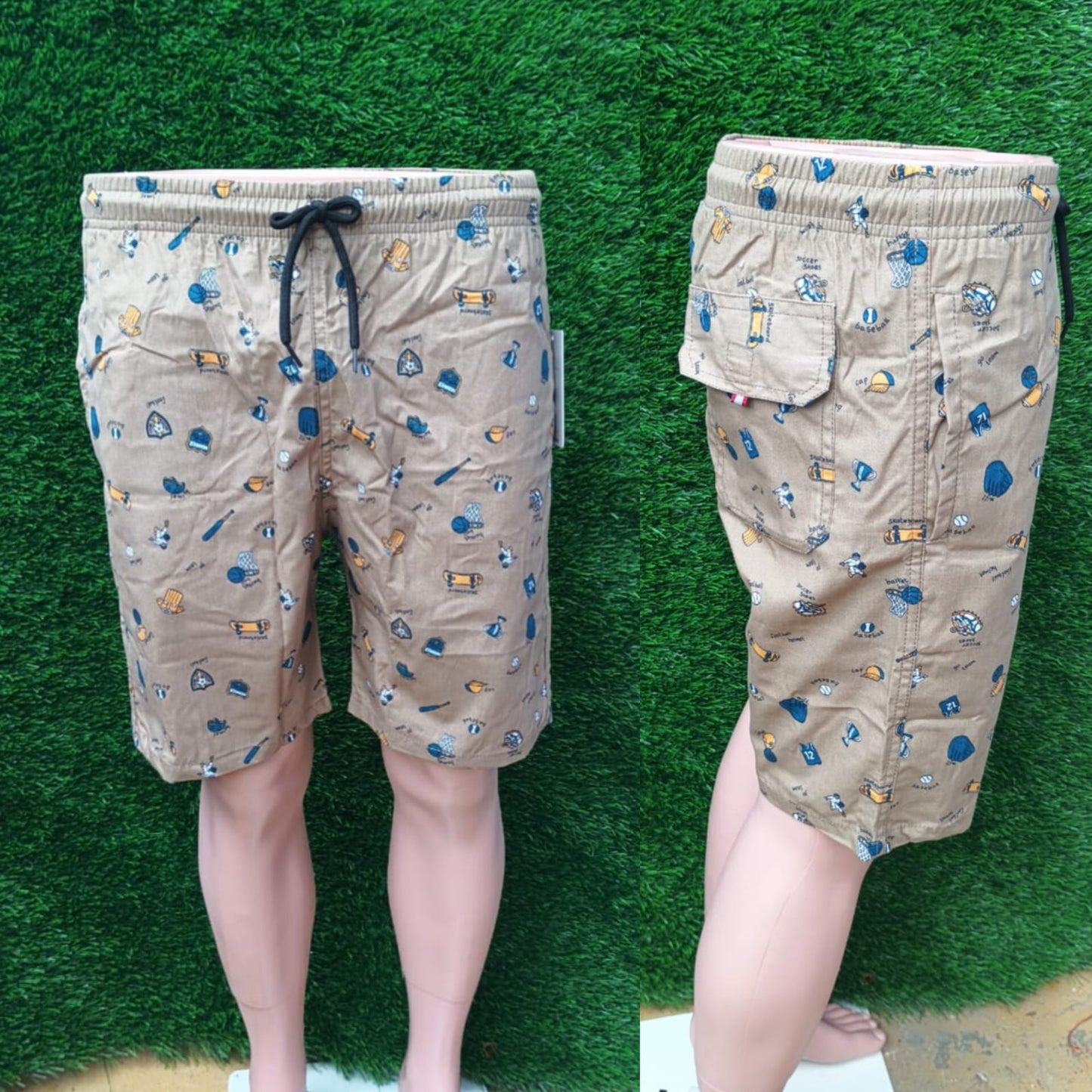 Men Brown Printed Side Pockets Shorts