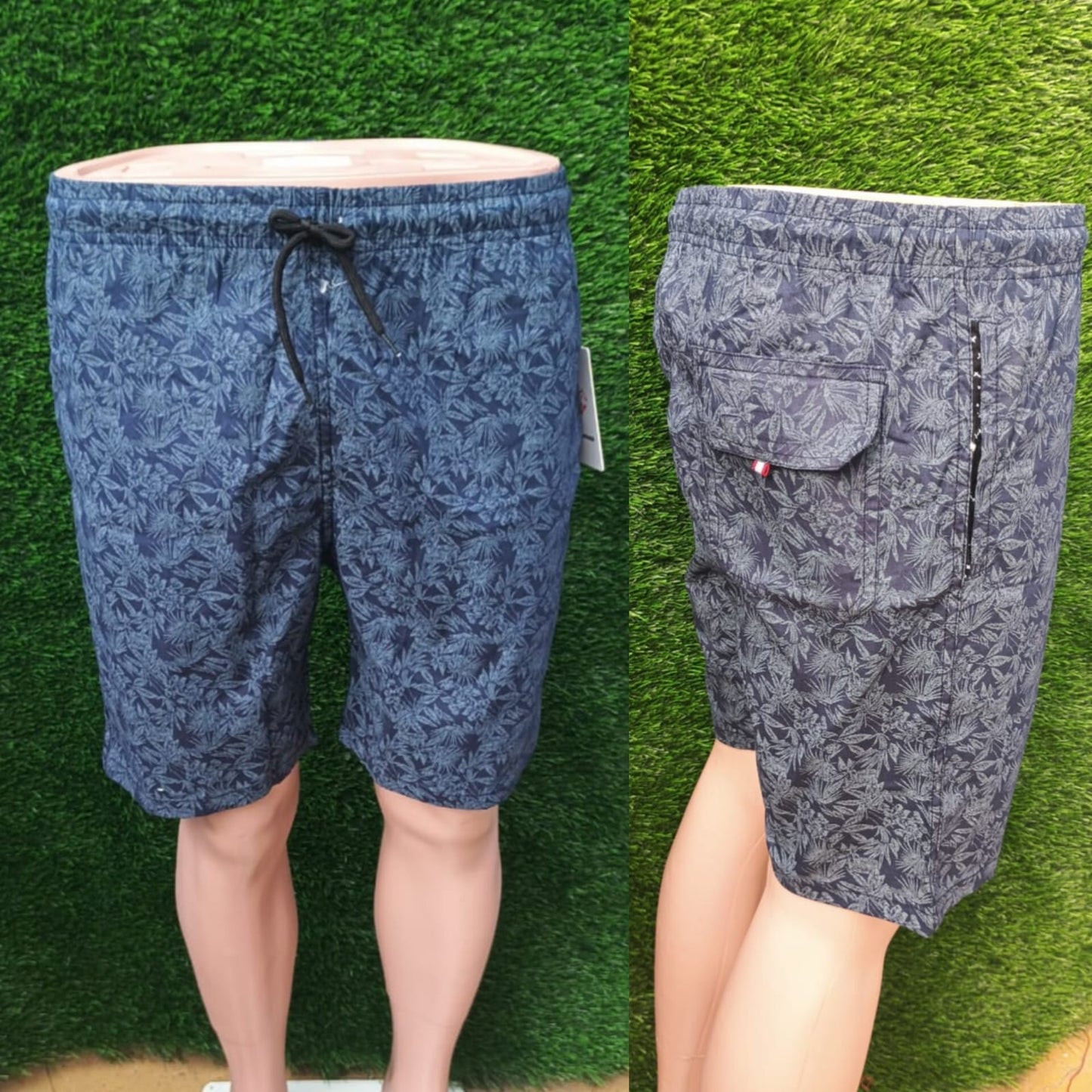 Men Blue Printed Side Pockets Shorts