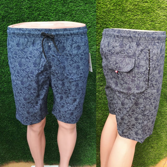 Men Blue Printed Side Pockets Shorts