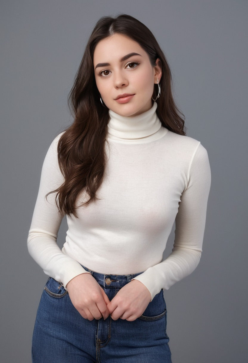 White High Neck Full Sleeve Top