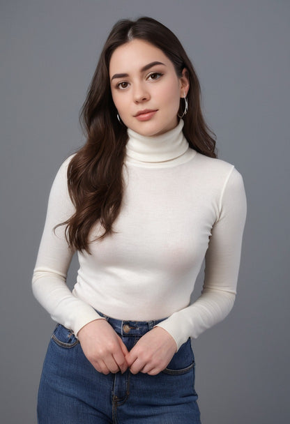 White High Neck Full Sleeve Top