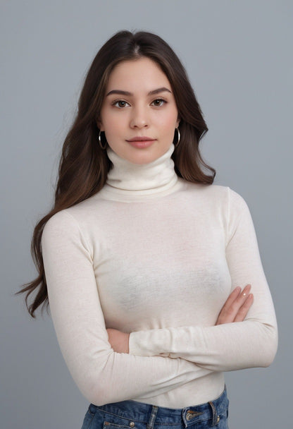 White High Neck Full Sleeve Top