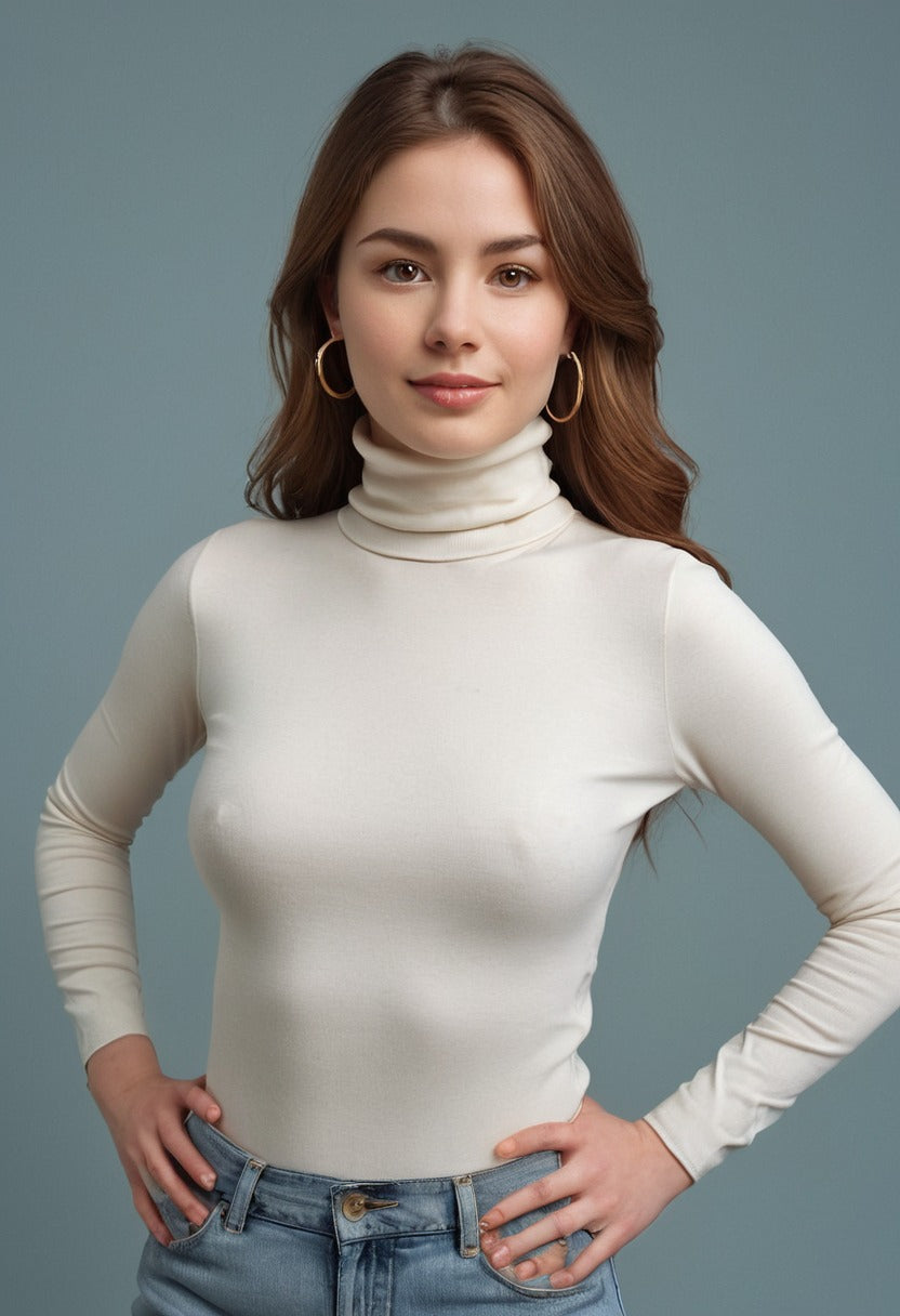 White High Neck Full Sleeve Top