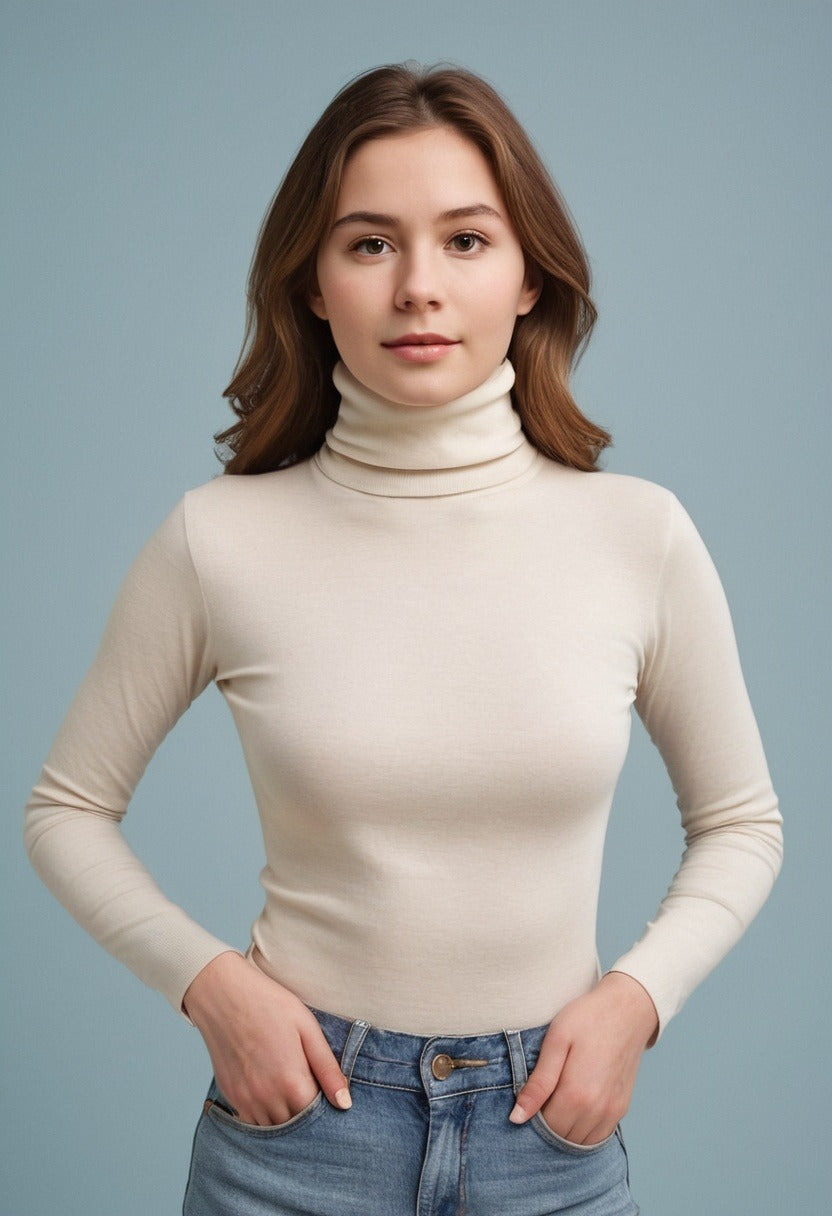 White High Neck Full Sleeve Top