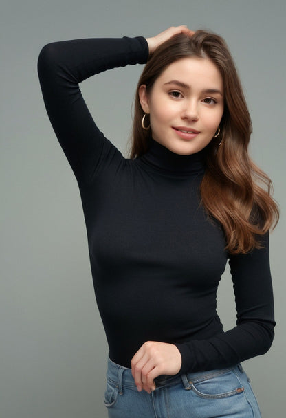 Black High Neck Full Sleeve Top