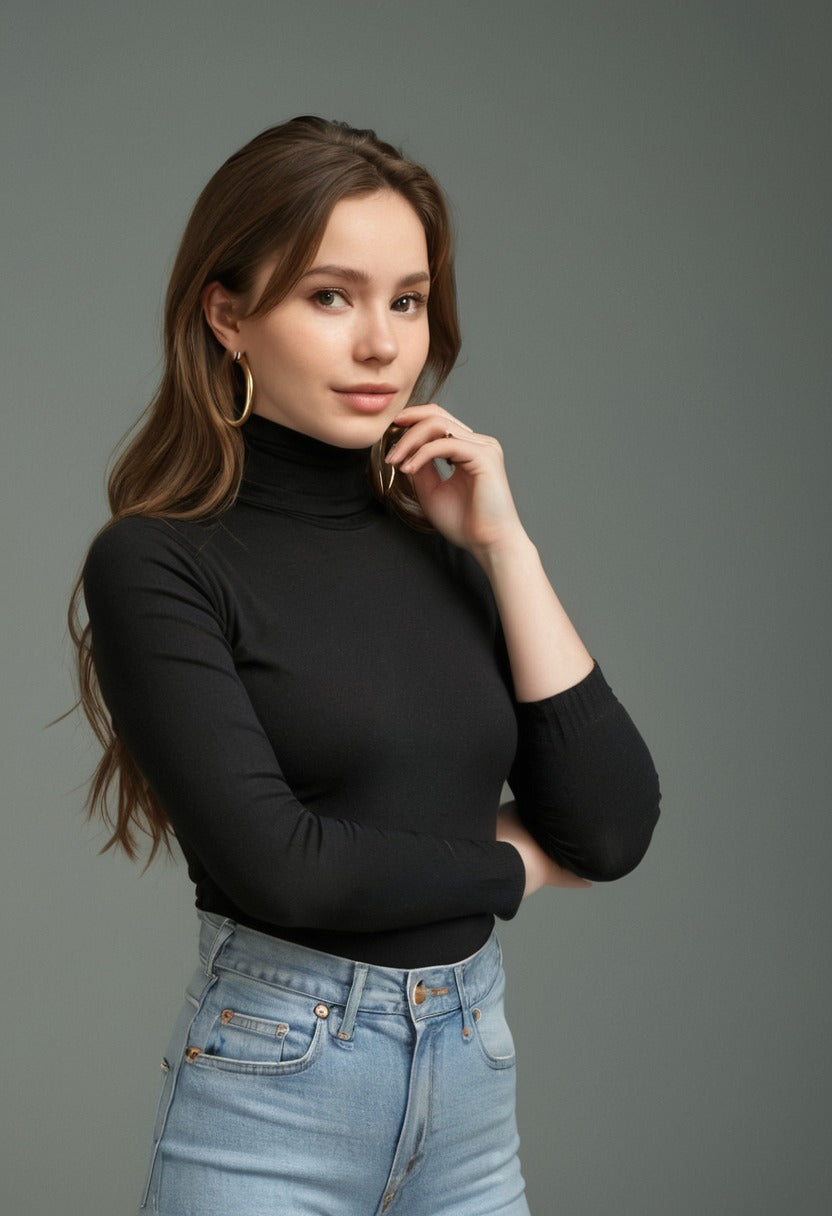 Black High Neck Full Sleeve Top