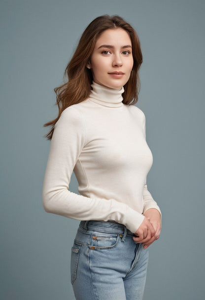 White High Neck Full Sleeve Top