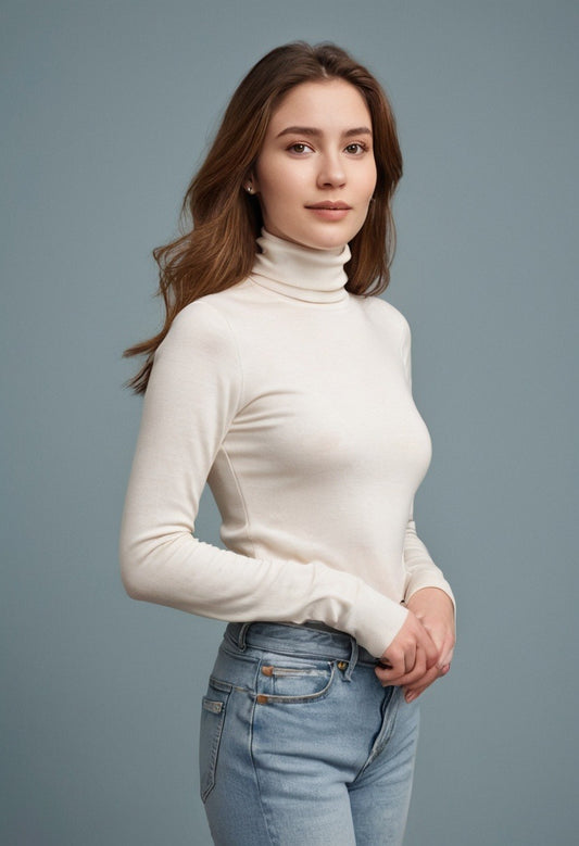 White High Neck Full Sleeve Top