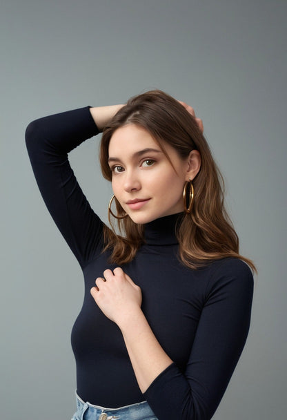 Black High Neck Full Sleeve Top