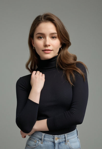 Black High Neck Full Sleeve Top