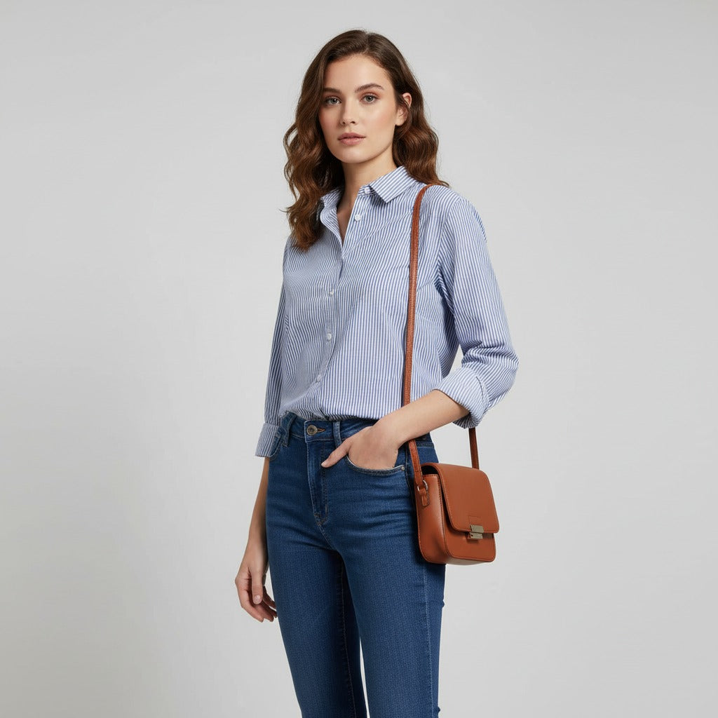 Blue & White Lining Full Sleeve Shirt