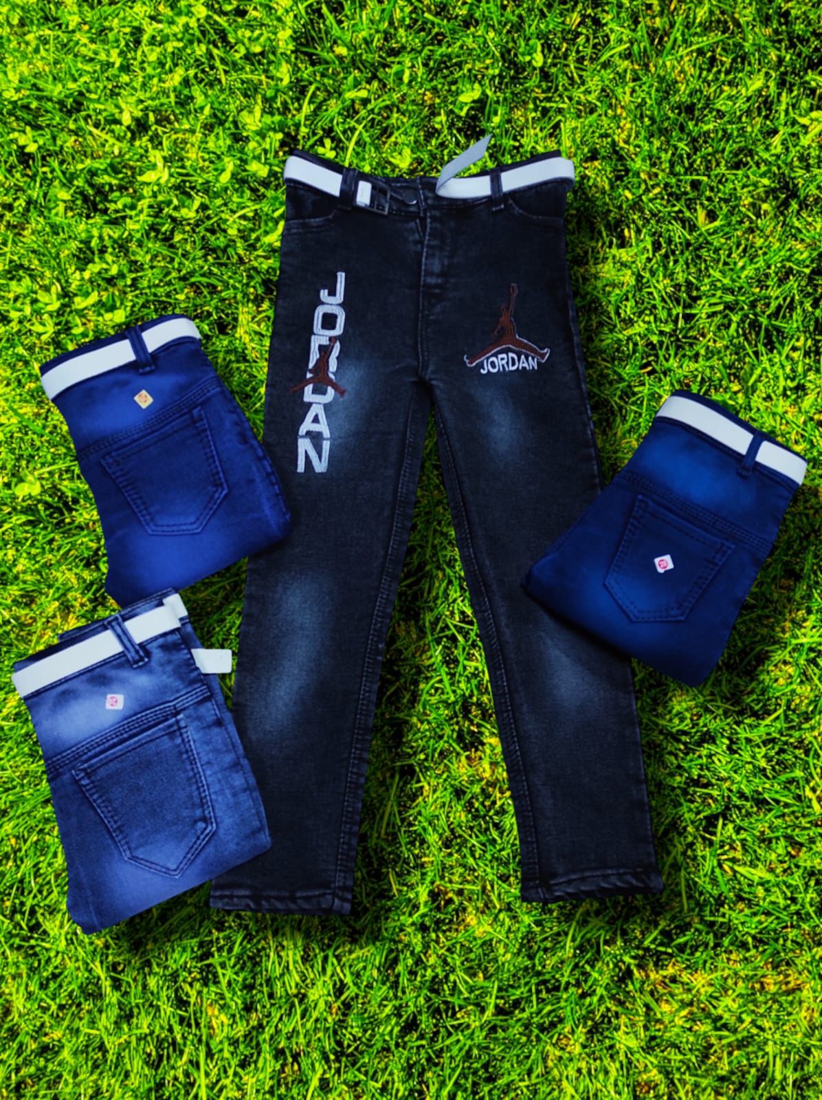 Knitted Front Kadai Jeans- Black