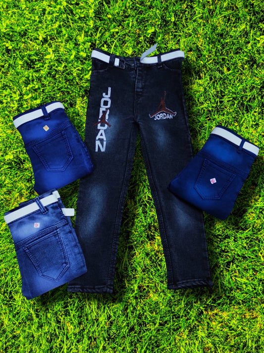 Knitted Front Kadai Jeans- Black